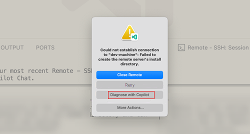 Diagnose with Copilot option in notification