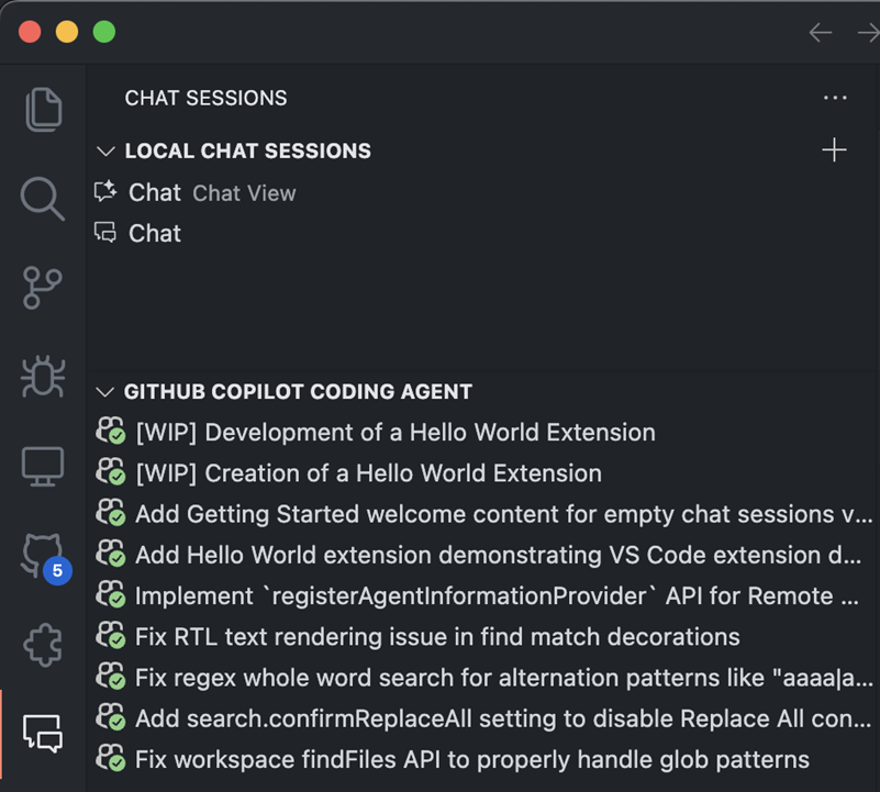 Screenshot showing the Coding Agents view.
